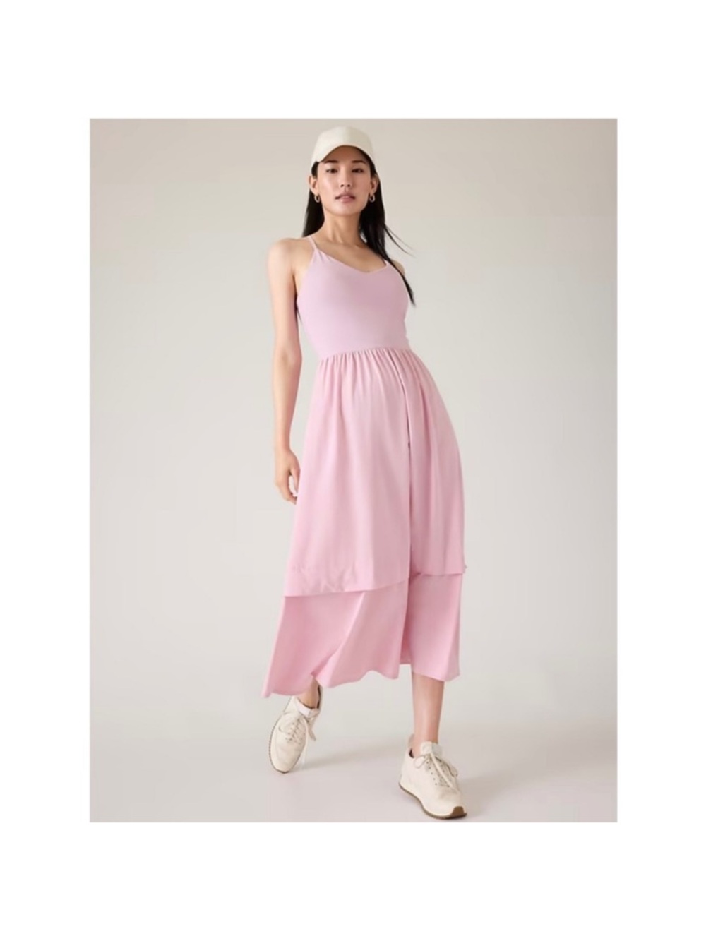 Athleta Elation V Neck Hybrid Dress XL Built in Bra Pockets Travel NWT MIDI